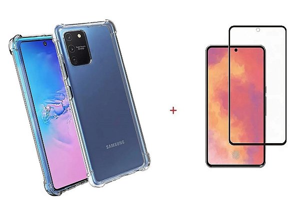 Kit Capa Anti Shock + Película de Vidro 3D Samsung Galaxy S10 Lite 2020  Bordas Pretas - Sky Dreams