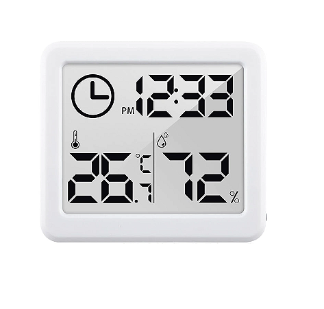 Termômetro - Higrômetro Digital LCD para Medição com Relógio