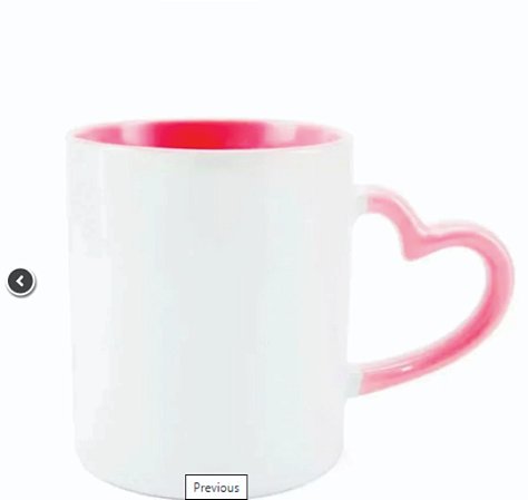 Caneca Alça de coração rosa