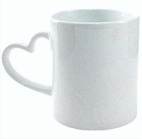 Caneca alça de coração branca