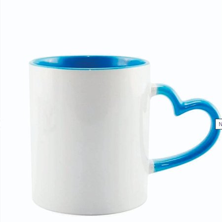 Caneca alça de coração Azul