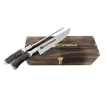 Kit Conjunto Faca e Chaira Artesanal Cervo - Personalizado