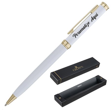 Caneta Crown Liverpool Gold Branca - Personalizada