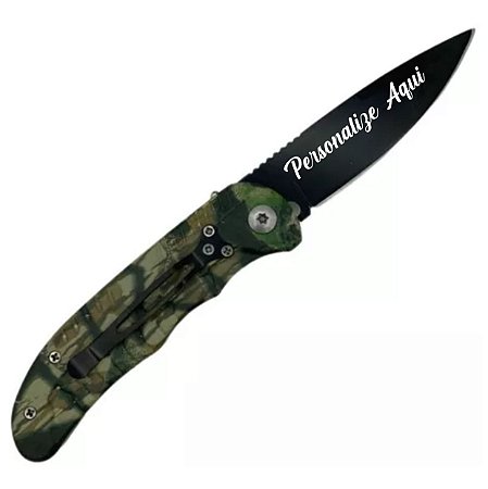 Canivete Camuflado Automático 21cm Verde Personalizado