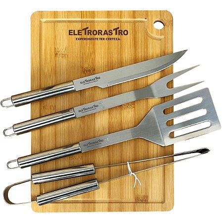 Kit Churrasco Inox Personalizado - 05 Peças KE 035