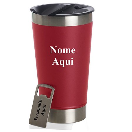 Copo Térmico Vermelho Personalizado - Nome, Símbolo, Logo