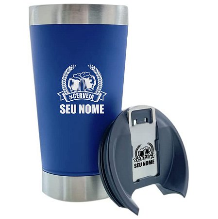 Copo Térmico Azul Personalizado - Nome, Símbolo, Logo