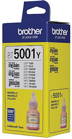 Garrafa de tinta Original Amarelo BT5001Y para InkTank Brother T420W, T510W, T520W, T710W, T720DW, T820DW, T910DW, T4000DW, T4500DW - CX 1 UN