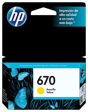 CARTUCHO HP 670 - CZ116AB AMARELO P/ DESKJET 4616/ 4625/ 5525. Cest: 2101800