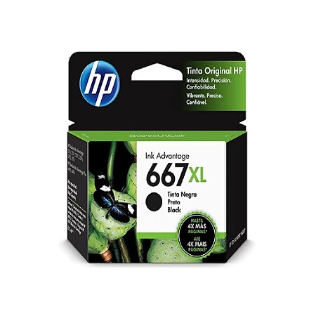 Cartucho HP 667XL Preto Original (3YM81AB) Para HP Deskjet 2376, 2774, 2776, 6476 CX 1 UN