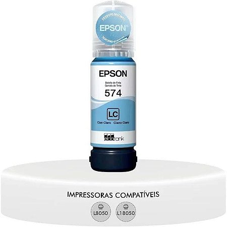 Garrafa para Ecotank Ciano Claro, T574, T574520, Epson original