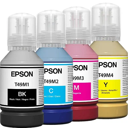 KIT 4 TINTAS EPSON T49 SURECOLOR, PRETA,MAGENTA,AMARELA,CIANO, PARA IMPRESSORAS F170, F570, F571 SUBLIMÁTICA ORIGINAIS