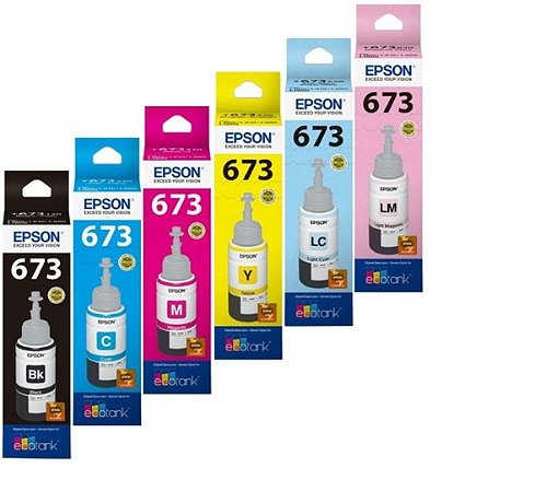 KIT TINTA EPSON 673 ORIGINAL 70ML 6 (black, magenta, yellou e ciano)