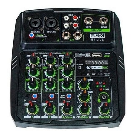 Mixer Mesa de Som Boxx 4 Canais USB Bluetooth B4 Live