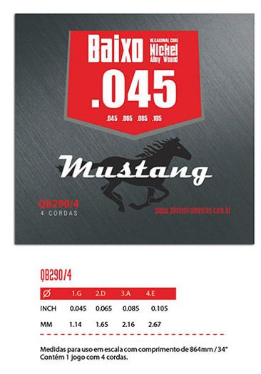 Encordoamento De Baixo 4 Cordas 045 Mustang Nickel  Qb290-4