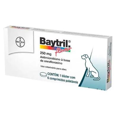Baytril Flavour Bayer 250mg (Emb. contem 6 Comprimidos)