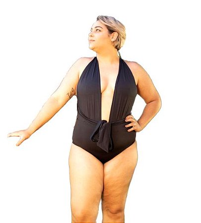 Body Plus Size Maiô Gordinhas Moda Praia Frente Unica Decote