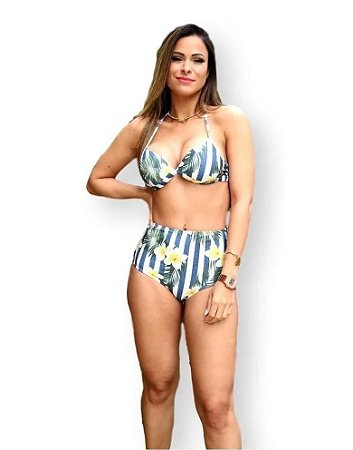 Biquini Cintura Alta HotPant Retrô com Bojo