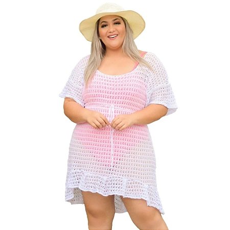 Saída de Praia Plus Size Trico Vestido Elegante