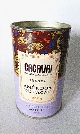 Latinha Drageado de amêndoa de cacau 200g