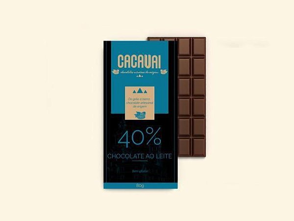 Barra de chocolate 40% cacau ao leite 80g