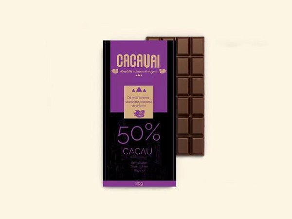 Barra de chocolate 50% cacau 80g