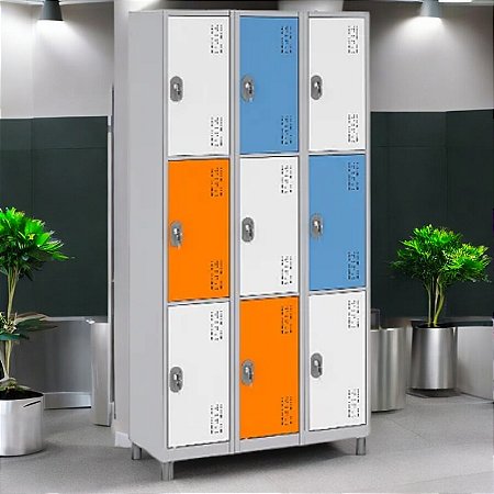 Roupeiro de Aço para Vestiário 9 Portas Médias W3