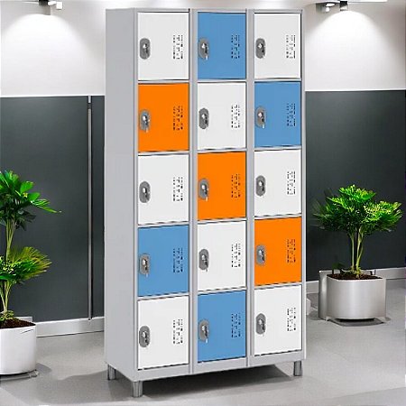 Roupeiro de Aço para Vestiário 15 Portas Pequenas W3