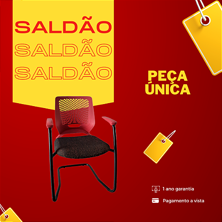 Cadeira Preta e Vermelha Fixa - PROMOÇÃO