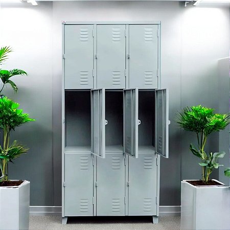 Roupeiro de Aço para Vestiário 9 Portas Médias FT