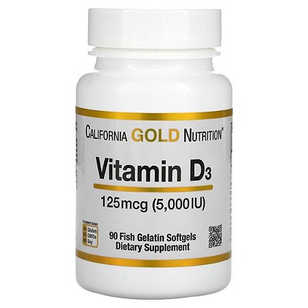 Vitamina D3, 125 mcg (5.000 UI), Gold Nutrition 90 Capsulas