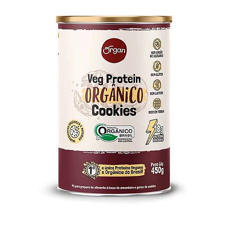 Proteína Vegana Amendoim Orgânico Cookies Organ 450g
