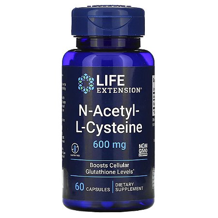 N-acetil-L-cisteína NAC, 600 mg, 60 Cápsulas Life Extension