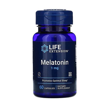 Melatonina, Life Extension, 1 mg, 60 Cápsulas