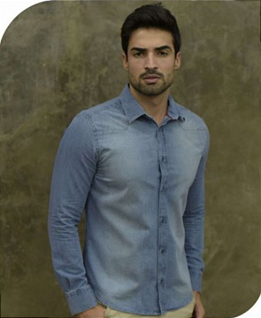 camisa jeans clara masculina