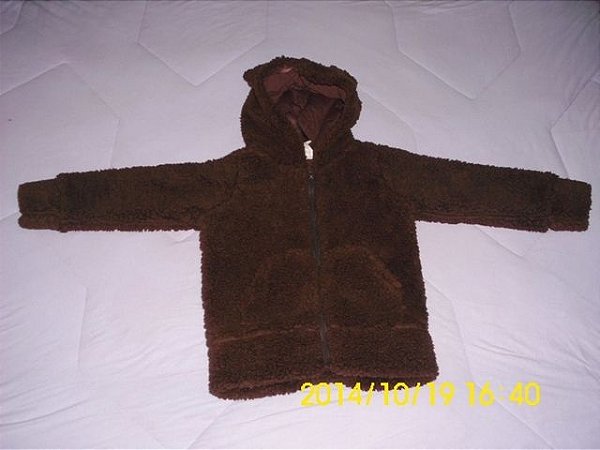 Jaqueta Infantil estilo Ursinho, marrom , tamanho 4 anos. Com  zíper, capuz e bolso. Nova