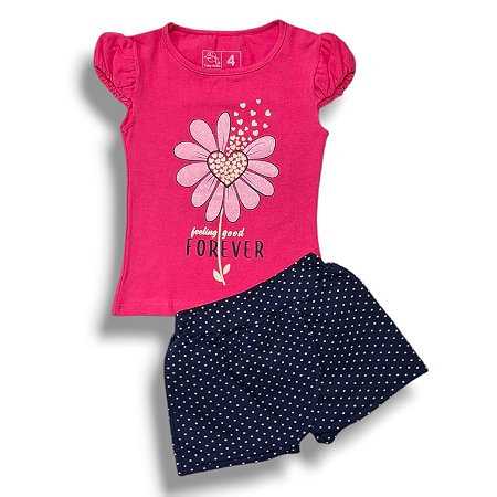 Conjunto Blusa Princesa e Short-Saia Viscolycra Feeling Good Forever