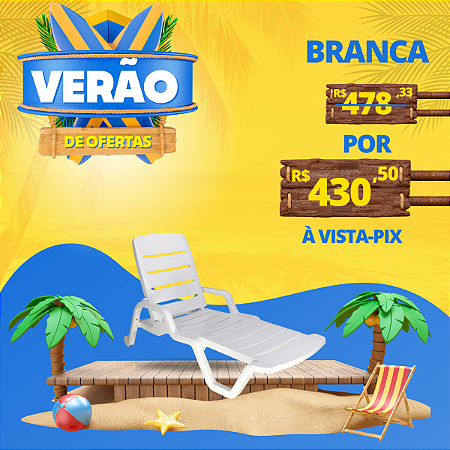 Espreguiçadeira Tramontina Leblon em Polipropileno Branco