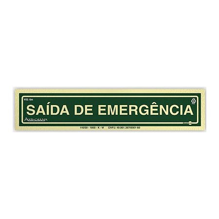 Placa Saída de Emergência 30x6,5 cm