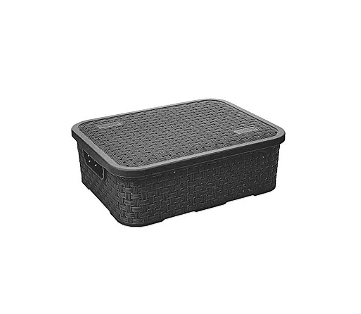 Cesto Rattan com Tampa baixo Pequena