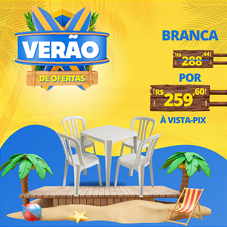 Conjunto Mesa com Quatro Cadeiras Arcos Branco