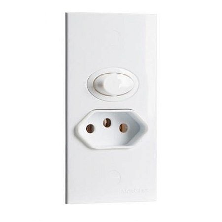 Linha Sleek – Conjunto para aparelhos/móveis com int. paralelo 10A e tomada 2P+T 20A – Branco