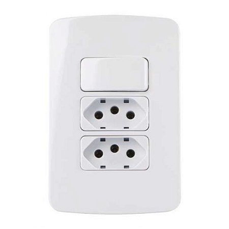 Linha B3 – Conjunto 4×2” – 1 interruptor simples 10A 250V~ + 2 tomadas 2P+T 20A 250V~