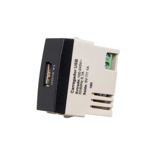 Linha Clean – Módulo tomada carregador USB 1A – Bivolt – Ebony