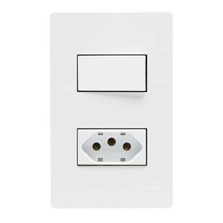 Linha Infiniti – Conjuntos 4×2” 1 interruptor paralelo 10A 250V~ + 1 tomada 2P+T 20A 250V~ – Branco