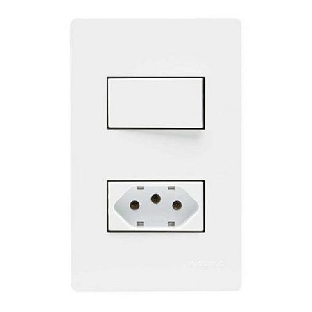 Linha Infiniti – Conjuntos 4×2” 1 interruptor simples 10A 250V~ + 1 tomada 2P+T 10A 250V~ – Branco