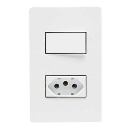 Linha Infiniti – Conjuntos 4×2” 1 interruptor simples 10A 250V~ + 1 tomada 2P+T 20A 250V~ – Branco