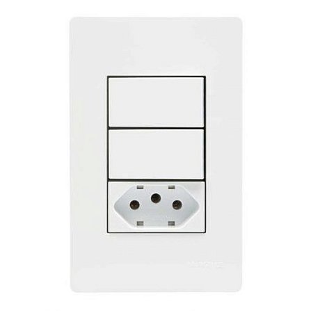 Linha Infiniti – Conjuntos 4×2” 2 interruptores simples 10A 250V~ + 1 tomada 2P+T 10A 250V~ – Branco