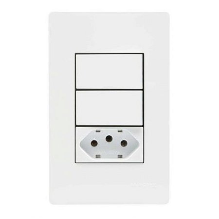 Linha Infiniti – Conjuntos 4×2” 2 interruptores simples 10A 250V~ + 1 tomada 2P+T 20A 250V~ – Branco