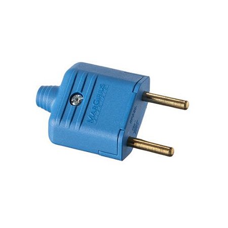 Plugue desmontável 2P 180º de 10A – Azul